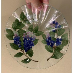 Sydenstricker Fused Glass Plate Signed Syd Painted Grapes Handcrafted 7.5"